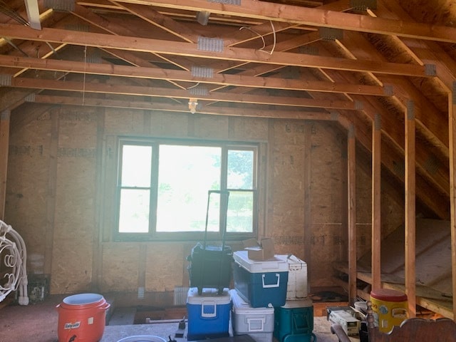 view of unfinished attic