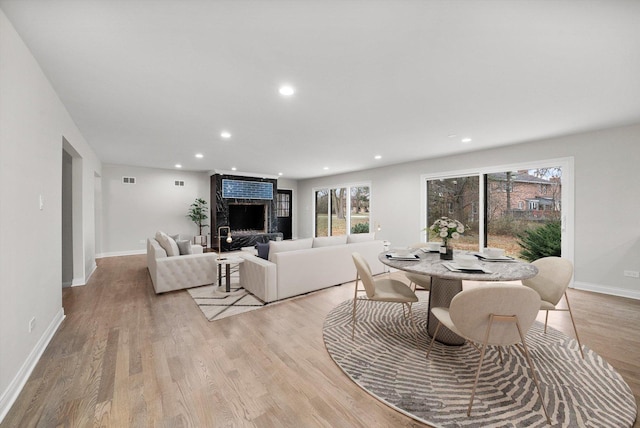 living room with light wood-type flooring