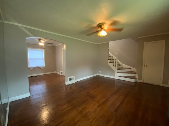 bonus room featuring ceiling fan and dark hardwood / wood-style flooring