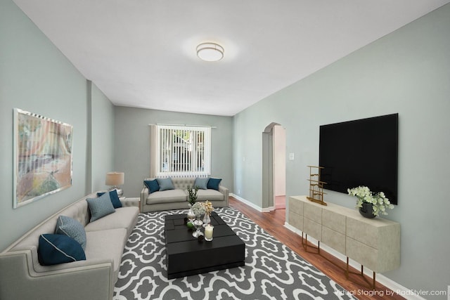 living room featuring wood-type flooring