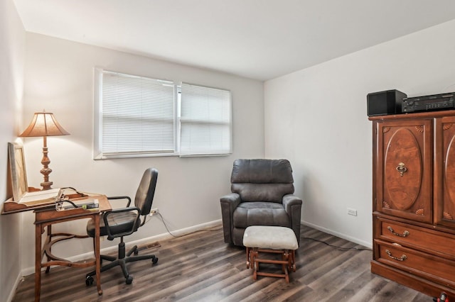 office space featuring dark hardwood / wood-style flooring