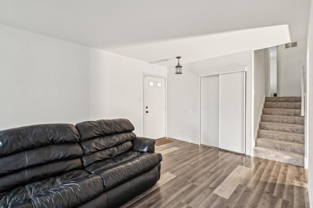 living room with hardwood / wood-style flooring