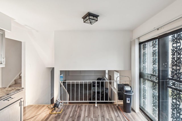 interior space with light hardwood / wood-style flooring