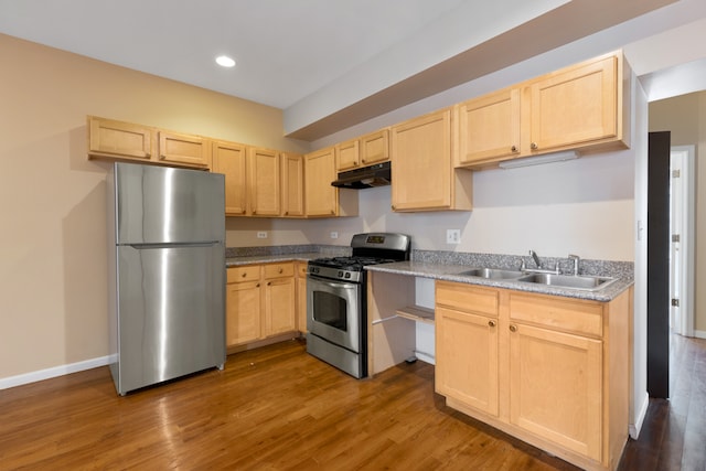 kitchen featuring light brown cabinetry and stainless steel appliances