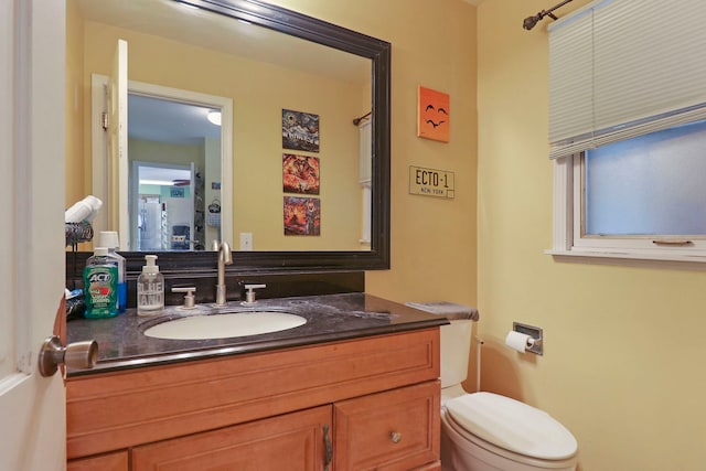 bathroom with toilet and vanity