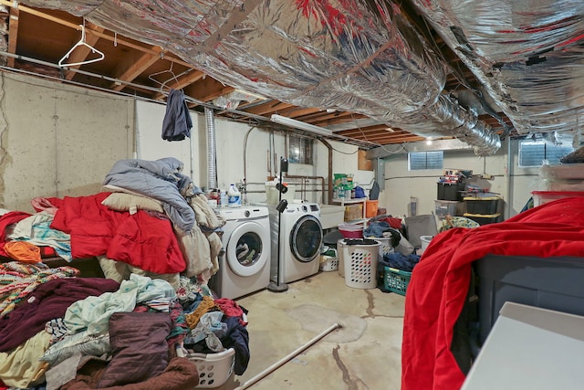 interior space featuring separate washer and dryer