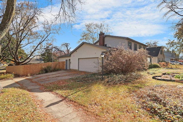 view of home's exterior with a garage