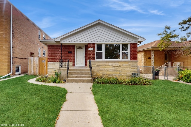 view of front of home with a front lawn