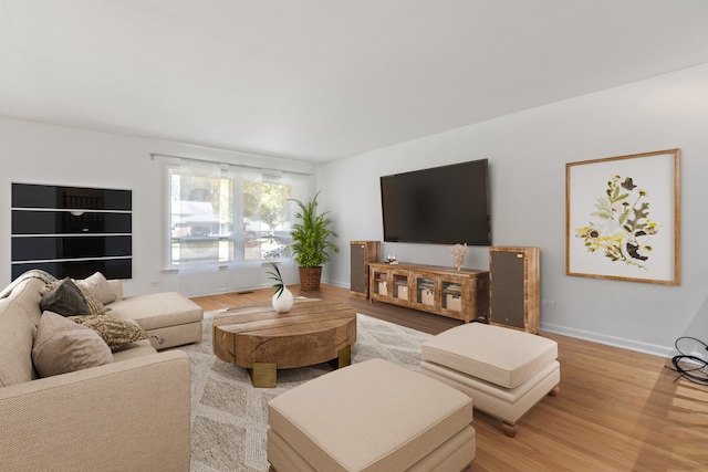 living room with light wood-type flooring