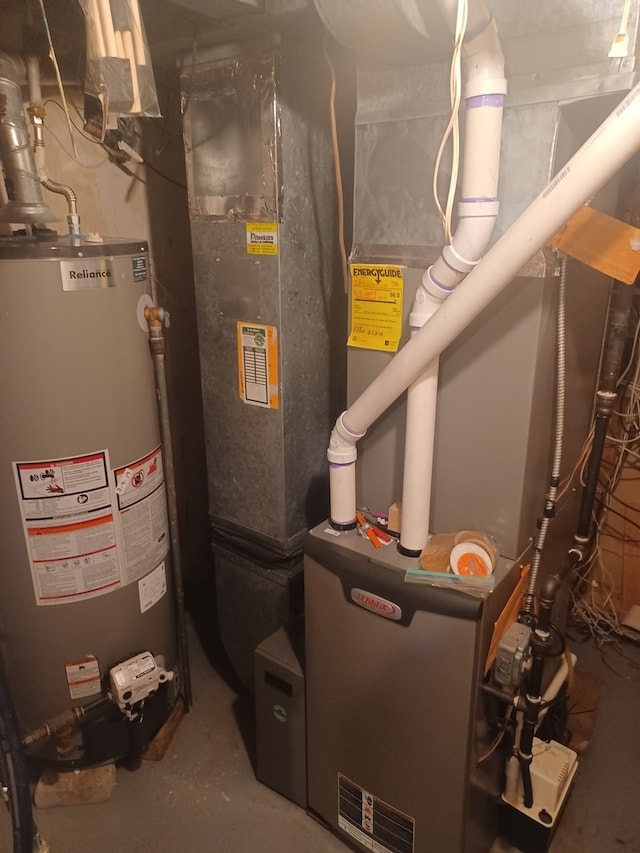 utility room with water heater