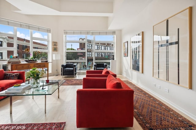 living room featuring wood-type flooring