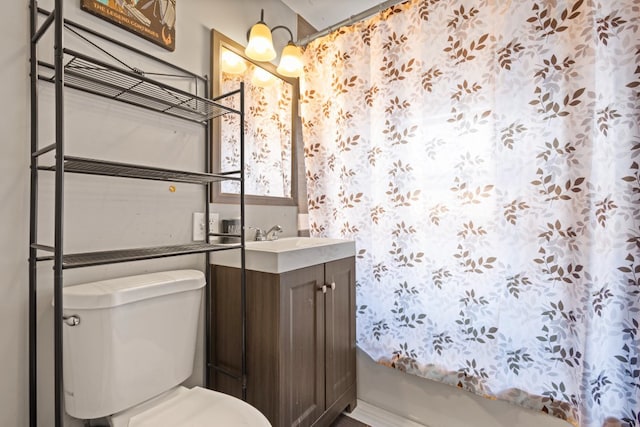 4035 W Marquette Rd, Chicago, IL 60629 - bathroom with vanity, toilet, and shower / bathtub combination with curtain