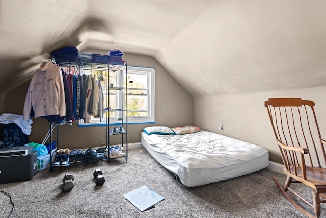4035 W Marquette Rd, Chicago, IL 60629 - bedroom featuring carpet, lofted ceiling, and baseboards
