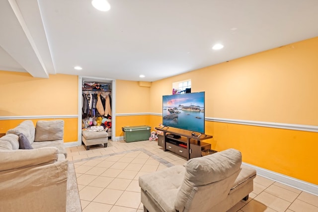 4035 W Marquette Rd, Chicago, IL 60629 - living area featuring tile patterned flooring, recessed lighting, and baseboards
