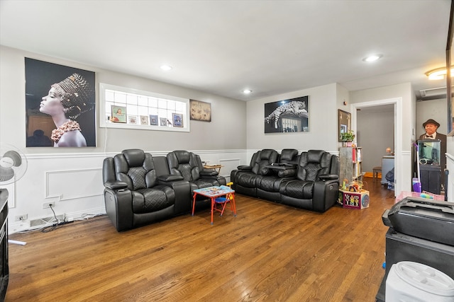 living room with hardwood / wood-style flooring