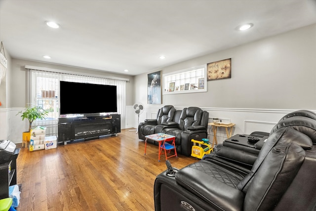 living room with wood-type flooring