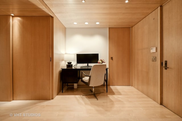 office area featuring light wood-type flooring