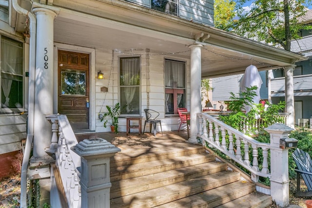 deck with a porch