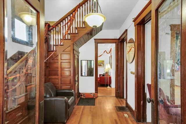 interior space with hardwood / wood-style flooring