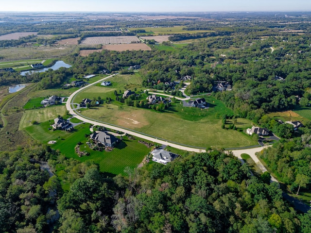 bird's eye view with a rural view and a water view