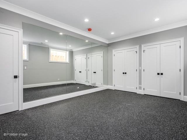 interior space featuring crown molding