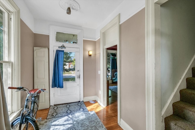 foyer with light hardwood / wood-style flooring