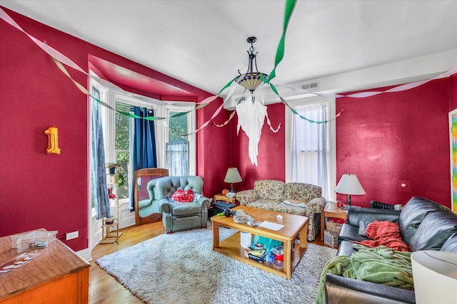 living room featuring light hardwood / wood-style flooring