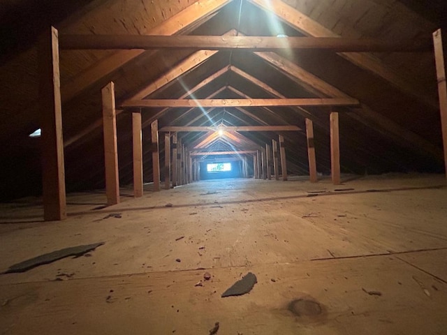 view of unfinished attic