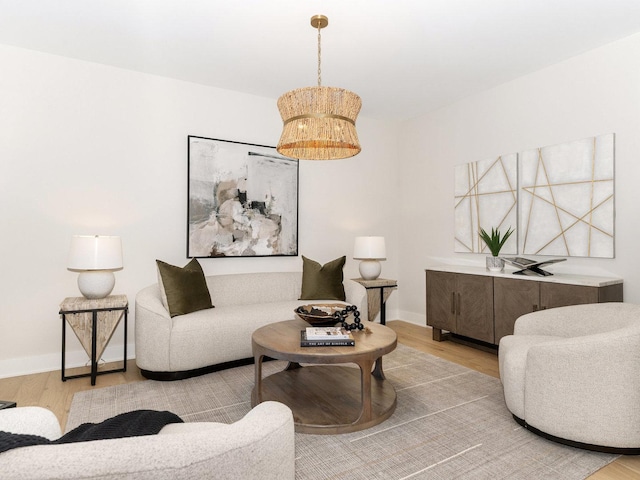 living room with light wood-type flooring