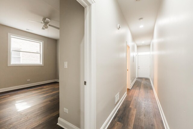 4902 S Vincennes Ave Unit 1, Chicago, IL 60615 - corridor featuring baseboards, visible vents, and dark wood-style flooring