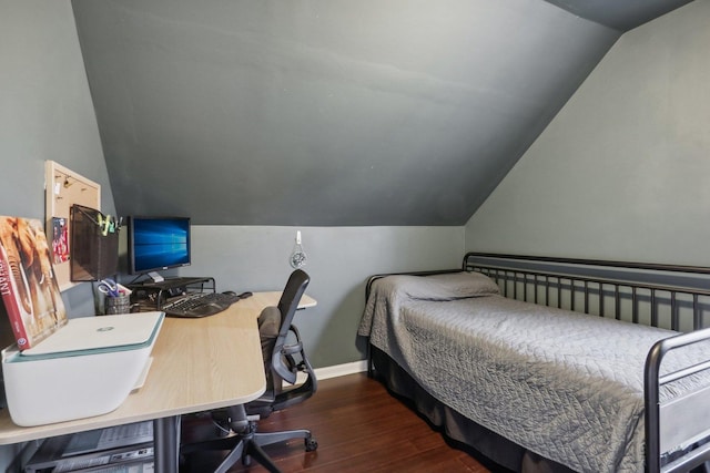 8122 W Oak Ave, Niles, IL 60714 - bedroom featuring lofted ceiling, wood finished floors, baseboards, and a desk