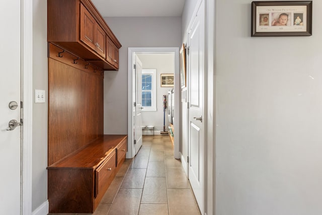 mudroom featuring light tile patterned floors