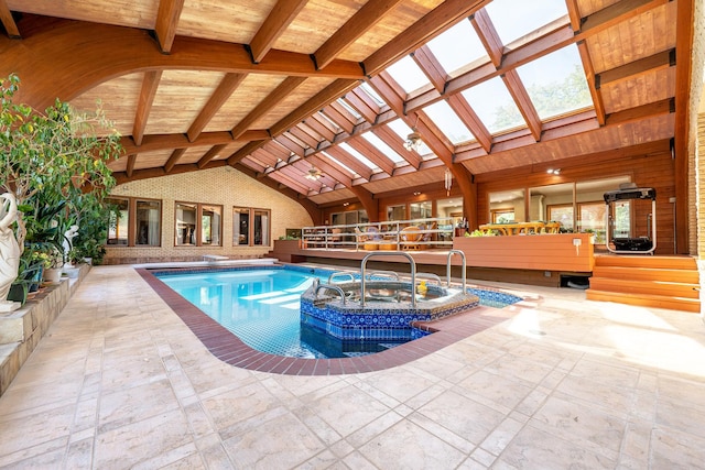 view of pool with an indoor hot tub