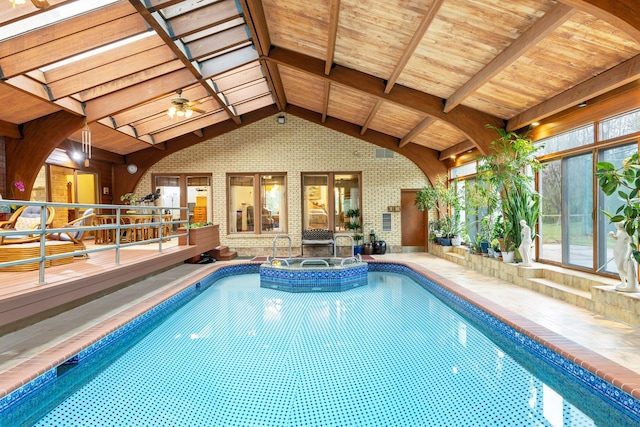 view of swimming pool featuring an indoor in ground hot tub