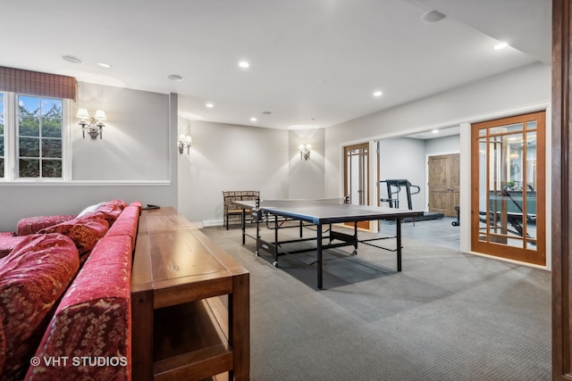 playroom with carpet floors