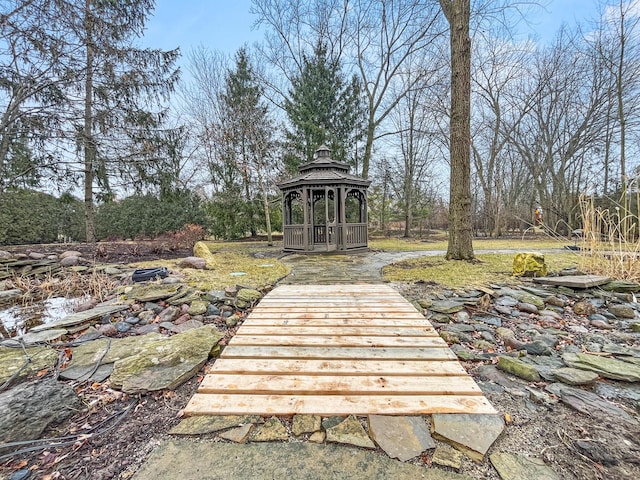 view of yard featuring a gazebo