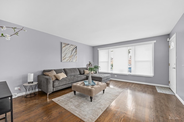 living room featuring dark hardwood / wood-style floors