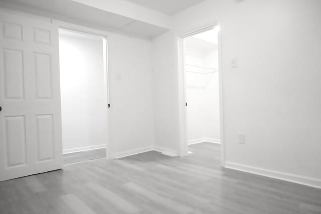 interior space with hardwood / wood-style flooring and a closet