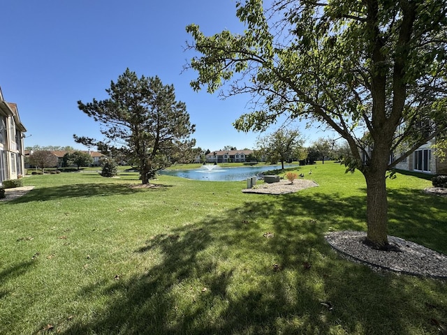 view of yard featuring a water view