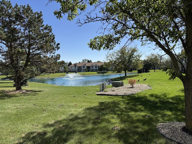 view of yard with a water view