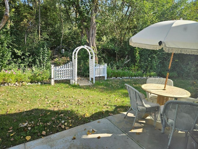 view of yard with a patio area