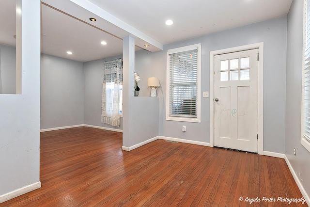 entrance foyer featuring wood-type flooring