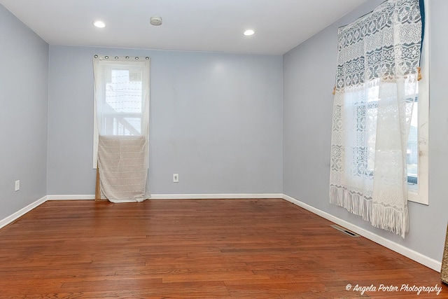 spare room with wood-type flooring