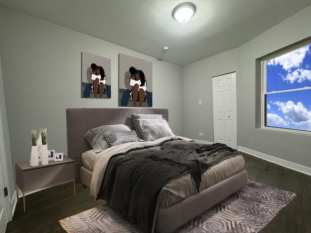 6830 S Michigan Ave, Chicago, IL 60637 - bedroom with dark wood-style flooring, baseboards, and a closet