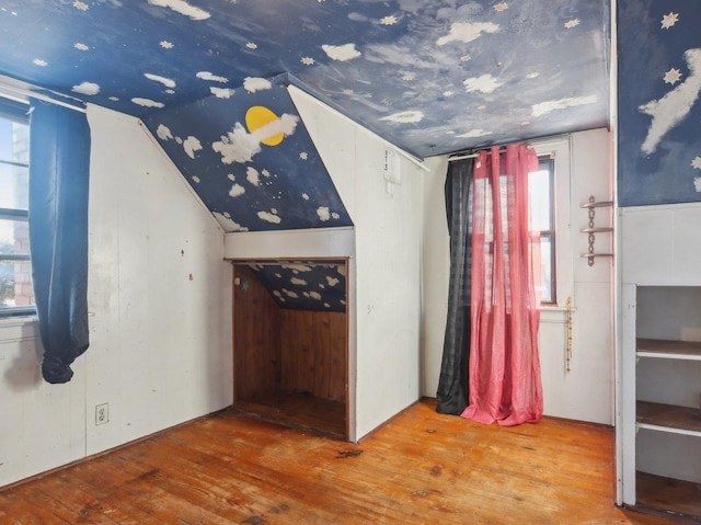 additional living space featuring lofted ceiling and wood-type flooring