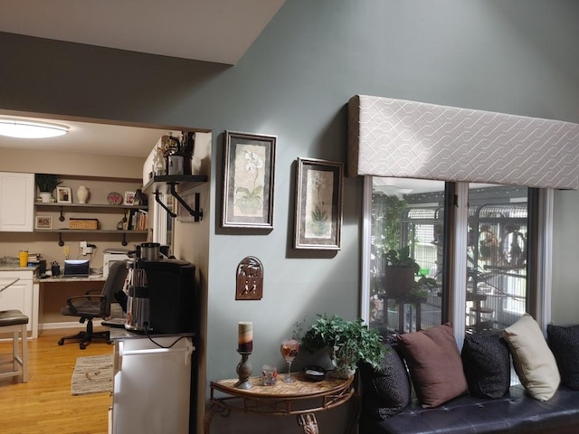 office area featuring light hardwood / wood-style flooring