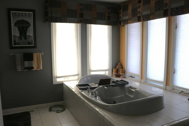 bathroom with tile patterned flooring