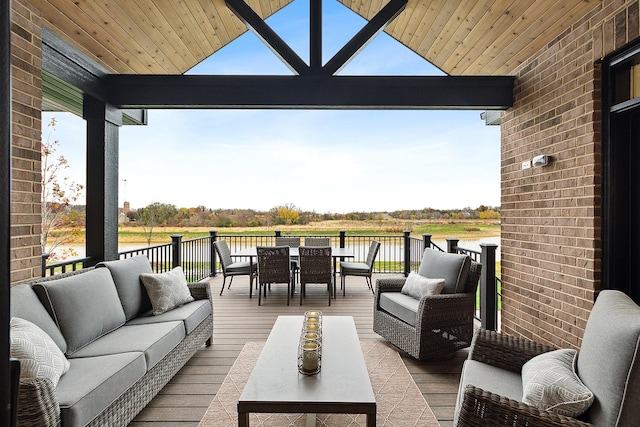 11060 Lizmore Ln Unit 27B, Orland Park, IL 60467 - deck featuring an outdoor hangout area, outdoor dining area, and a water view