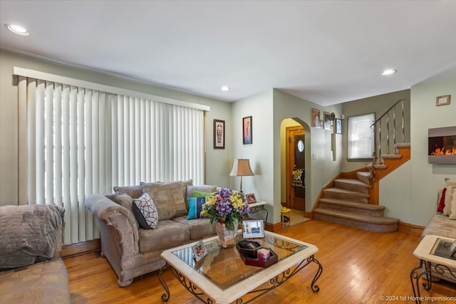 living room with light wood-type flooring