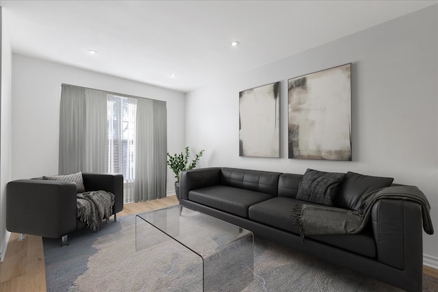 living room with wood-type flooring